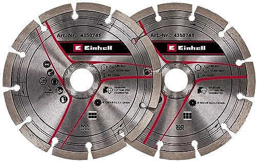 Einhell - Set di dischi da taglio diamantati originali da 150 mm come accessorio per fresa da parete (Ø 150 mm, 2 pezzi, foro da 22,2 mm, adatto per fresatrice Einhell TE-MA 1700)