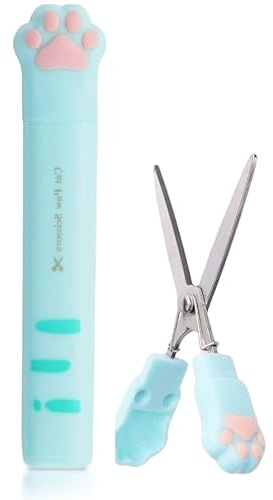 Cute Blue Multi-Purpose Mini cat paw Scissors Portable Functional Scissors Sewing Lovely Cats Paws Design for Art Crafts Projects School Supply Paper Cutting Scrapbooking