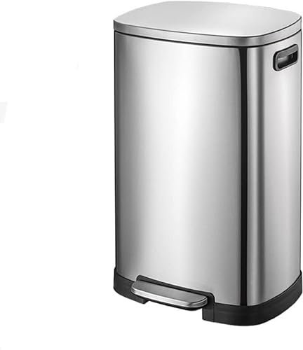 Poubelle De Cuisine Poubelle En Acier Inoxydable De Très Grande Capacité 50l Bureau Maison Cuisine Extérieur Intérieur Type De Pied Poubelle Triable Salle De Bain Corbeille(Color:Argent)