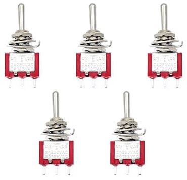 JZK 5x ON OFF ON Mini Momentary Kippschalter mts-123, 3-poliger SPDT On-Off-On, AC 2A 250V, 5A 125V, Verriegelungskippschalter, Auto-Boot-Schalter