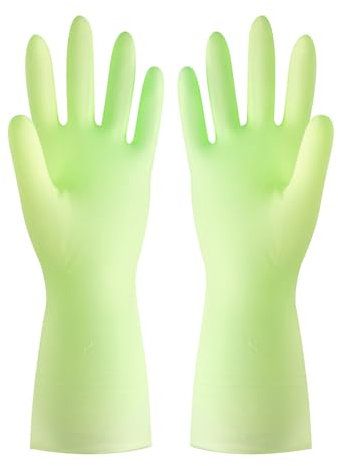 Reusable Household Cleaning Gloves,Extra Thickness＆Long Sleeves,Reusable Rubber Dishwashing Cleaning Gloves for Kitchen Cleaning Working Painting Gardening Pet Care (Mint Green)