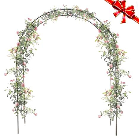 Metal Garden Arch, Stainless Steel Frame Garden Arch 120CM 150CM 180CM 200CM 220CM 240CM 300CM for Climbing Plants, Roses, Vegetables, Outdoor Decoration and Archway Decor (Stainless Steel, 1.2x2.3m)