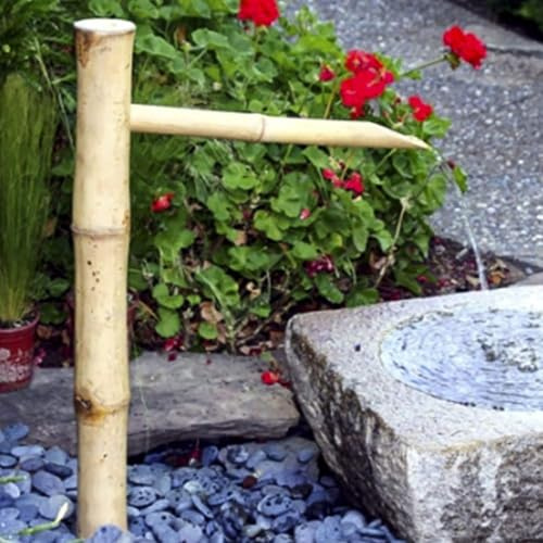 Accents en Bambou Fontaine à Eau De Jardin, Intérieur Extérieur | Fontaine en Bambou en Bambou Lisse Résistant Aux Fentes, Fontaine De Jardin, 70cm