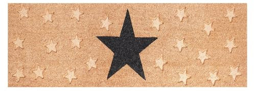 Roseley Large Embossed and Printed Coir Door Mat 40 x 125 cm Extra Long Heavy-Duty Hallway Entrance Runner Non-Slip Eco-Friendly Coconut Fibre for Indoor Outdoor Use [Star]
