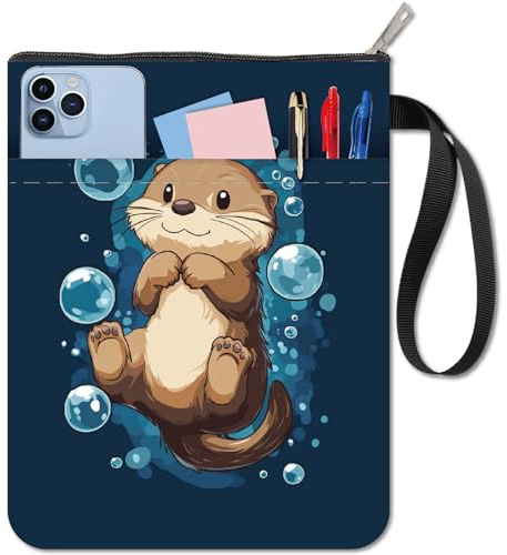 craspire Cartoon Mizuse Buchhüllenschutz Mit Reißverschluss wasserdichte Canvas Tasche Doppelseitige Einbände Für Buchliebhaber Hardcover Notizbuch Bibeltagebuch Lehrbücher Taschenbuch