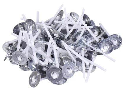 HugeDE 500 Pcs 2.5cm Cotton Candle Wicks Candles Making Wicks Small Tealight Wicks Low Smoke Wicks Tea Light Candle Wicks Pre Waxed Candle Wicks with Metal Tabs for DIY Craft