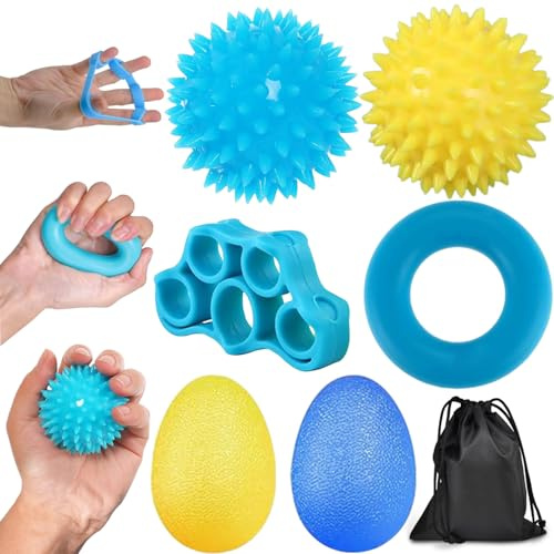 Handtrainer Fingertrainer, 4 Stück Fingertrainer Handtrainer Ball, Igelball Weich Knetball,Stressball,Knetball für Hände Therapie, Arthrose Training,Griffstärkung,Lindert Stress,Angstlinderung