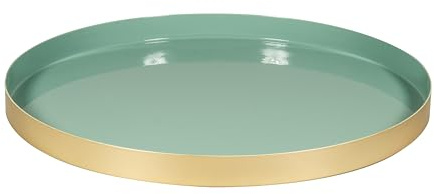 Rayher Metall Deko Tablett, 30cm ø, eukalyptus, 2farbig, mit Moosgummi Pads, 46800502