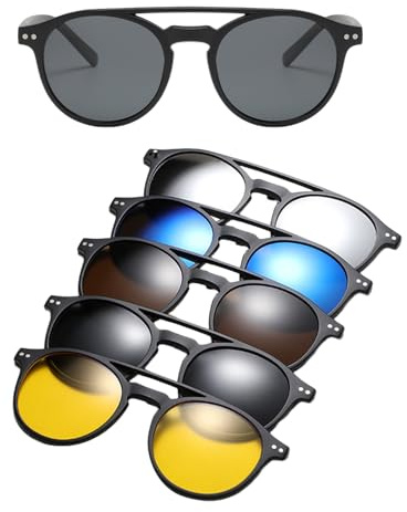 Gafas De Sol Magnéticas: Gafas De Clip Magnéticas Retro Polarizadas, Gafas Anti-Glare De Protección UV Para Hombres Y Mujeres, Diseño Liviano Para Conducir Nocturno, Viajes Diurnos Y Actividades Al Ai