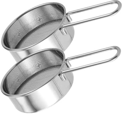 JUMPLAWN 2pcs Handheld Mini Flour Sifter Fine Mesh Powder Sugar Sieve for Baking Tea Stainless Steel Mini Sieve Strainer for Home Kitchen