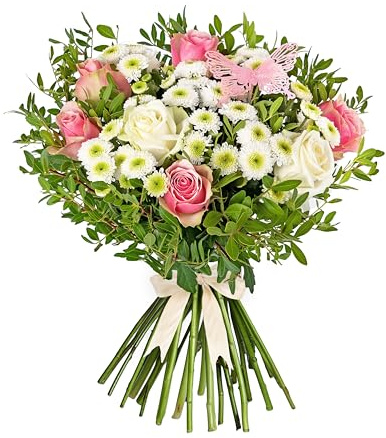 Prés de roses – Composition florale fraîche livrée à la main – Cadeau élégant avec expédition le lendemain – Idéal pour un anniversaire, un anniversaire, des condoléances, une célébration ou un