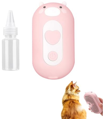 Katzenbürste mit Dampf, Dampfbürste mit Spray und Wassertank, Tierhaarbürste mit Flasche, Kamm für Langhaar/Kurzhaar, Massage, Pflege und Haarentfernung, Für Katzen, Hunde und Kaninchen
