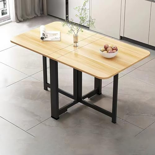 Tavolo da pranzo pieghevole, ultra sottile, design a foglia mobile, multifunzione, allungabile con robusto telaio in metallo, anti-caduta per spazi compatti in cucina e soggiorno