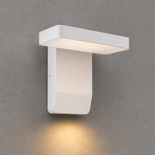 Maxkomfort LED Außenwandleuchte 9W 900lm Weiß IP44 – Moderne Wandlampe aus Aluminium 3000K warmweiß für Garten, Fassade & Eingang – Außenleuchte 230V, 3015