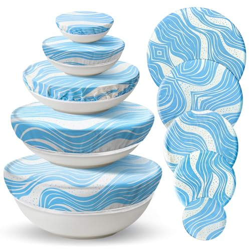 Oerdoh Reusable Beeswax Bowl Covers (5-Pack) - Eco-Friendly Food Wraps & Bread Proofing Shower Caps, Perfect for Sourdough Fermentation and Food Storage (Navy Blue)