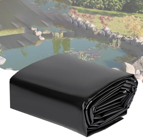 Vepnby Schwarz Teichfolie, HDPE Fisch Teichplane, 0.2mm Teichfolien Für Gartenteich Fischteich Wasserfall(3x3m)