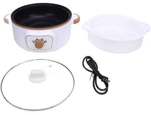 Fyearfly Cuiseur Ramen électrique multifonctionnel 3,6 L, 800 W anti-adhésif avec panier vapeur, polyvalent pour la cuisson, le ragoût, la cuisson à la vapeur