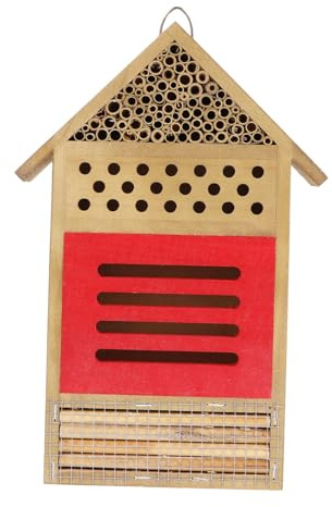 AKOOSY Holz Bienenhaus Für Garten Nistplatz Mit Löchern Für Weibliche Bienen Wetterbeständig Insektenhotel Für Terrasse Und Balkon Unterschlupf Im Winter