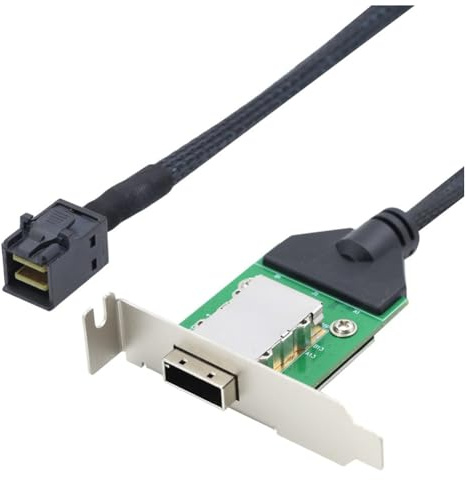 Jrudjsnhhty Host Interno HD Mini SAS SFF-8643 una SAS HD SFF-8088 Hembra con Soporte Bajo ConexióN Al Cable Adaptador de Disco Duro 0,5 M