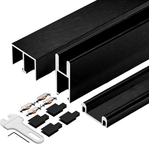Chaoyilian Kit Binario per Porta Scorrevole in Vetro,Binari for Ante Scorrevoli for Armadi,Binario Scorrevole for vetrina,Silenziosi,Funzionamento Regolare,per Vetrine,Mobili,Domestici
