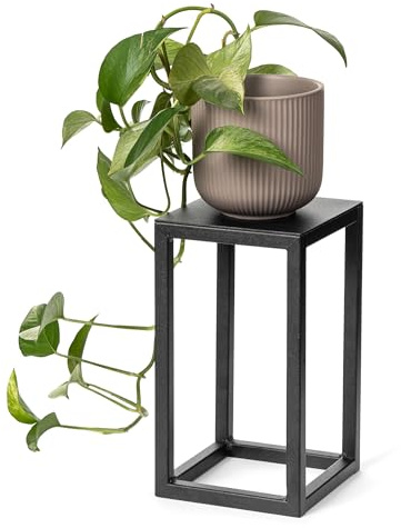 LAMO Manufaktur Blumenständer Metall Schwarz 28 cm | Pflanzensäule für Innenräume - Wohnzimmer, Schlafzimmer | Blumenständer modern zur Hochzeit, Sockel für Skulpturen und Deko, kleiner Blumenhocker