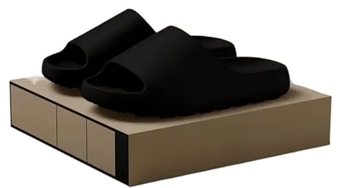 Ouyniei Men's EVA Soft Thick Soled Summer Slippers & Women's Yeezys Slides Beach Sandals - Comfortable Fashion Footwear for Beach and Home(Black,10UK)