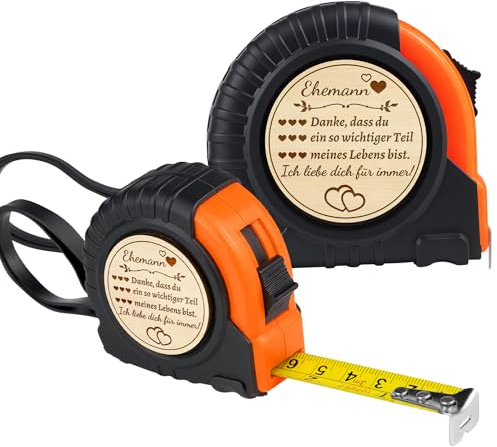 PIAKAZIQA Cadeau pour mari et Saint Valentin, mètre ruban en bois 3M personnalisé avec inscription « Ich Liebe Dich für immer », cadeau d'anniversaire romantique pour lui, mètre ruban rétractable