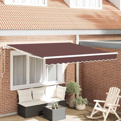 Emmtore Gelenkarmmarkise, Markise Ausziehbar Automatisch, Sonnenmarkise für Terrasse Balkon, Sonnenschutz Balkonmarkise Terrassenmarkise, Braun,300 x 250 cm