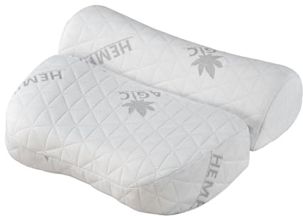 Lifenaxx Hanf Nackenstützkissen LX-053 – Ergonomisches Memory-Schaum-Kissen mit abnehmbarem, waschbarem Bezug – Bequeme Nackenunterstützung, atmungsaktiv, hautfreundlich und komfortabel