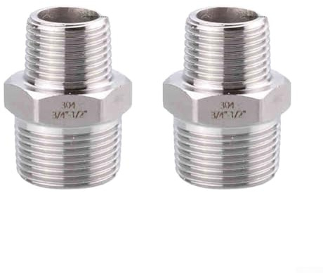 babominimer 304 Stainless Steel G-Threaded Coupling for Plumbing Hydraulic Pneumatic Systems, 2-Pack Pipe Fitting Adapter with Hex Design, Leak-Resistant Connection for(6×4)