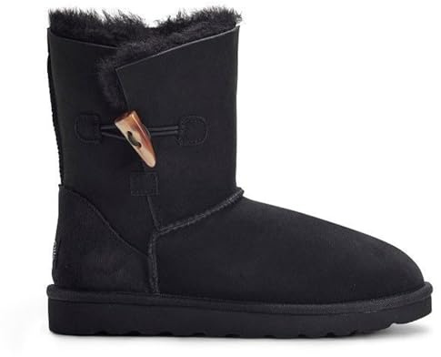 Jacobs & Dalton Women’s Sheepskin Toggle Boots – Ankle Winter Boots with Soft Warm Lining, Durable Non-Slip Sole – Cozy Indoor & Outdoor Footwear for Everyday Comfort and Style - Black/UK 7