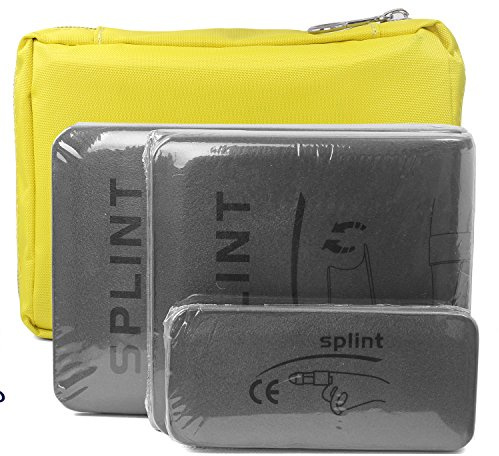 Férula Médica Splints: 4 Paquetes médica férula de inmovilización Kit de primeros auxilios para cuello, piernas, rodillas, pies, muñeca, mano, lesiones con bolso