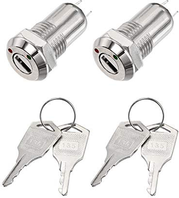 Sourcingmap 12mm 2 Positions Key Lock Push Button Switches with Keys NO/Off 2Pcs