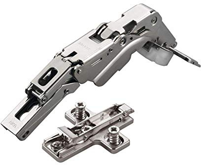 2 x Salice Topfband 155° Serie 200 Dämpfer im Topf Bohrbild T45 Eckanschlag | Null-Einsprung mit Kreuz-Montageplatte Höhe 6 mm mit Euroschrauben, Exzenterverstellung Schrankscharnier von SOTECH