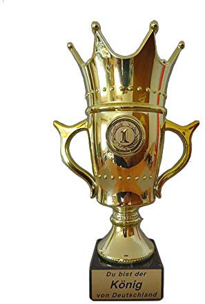 RaRu Krone/Königs-Pokal mit Ihrer Wunschgravur und wählbarem Sport-Emblem (Jakkolo)