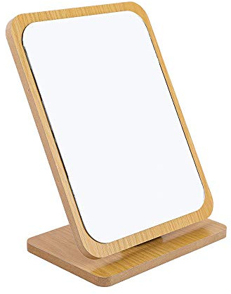 Hosoncovy Klappbarer Tischspiegel aus Holz mit Ständer Verstellbarer Tischspiegel mit Ständer Rechteckiger Schminkspiegel Kosmetikspiegel Kosmetikspiegel