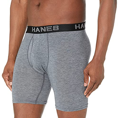 Hanes Ultimate mens Total Support Pouch Long Leg Boxer Briefs, Black/Grey, X-Large US