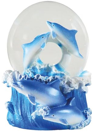 Water Globe - Delfini di Deluxebase. Palla di Neve con Statuette di Delfini in Resina e con Base Modellata. Ottima per l'arredamento della casa, come ornamento e come regalo.