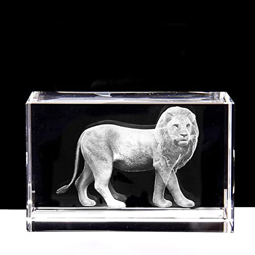 3D-Briefbeschwerer, Löwe, Lasergravur, in Kristallglas-Würfel, Geburtstags- oder Weihnachtsgeschenke (ohne LED-Basis) (7,9 x 5,9 x 5,1 cm)