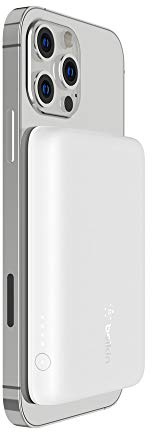 Belkin batería externa inalámbrica magnética 2,5K (cargador portátil compatible con MagSafe para la serie iPhone 16, 15, 14, 13, 12, carga rápida portátil de 2500 mAh, cable USB-C a USB-C incluido)