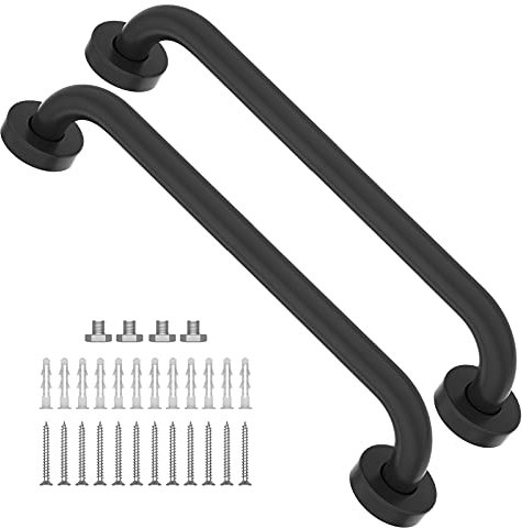 2 Pack 16 Inch Oil Rubbed Black Shower Grab Bar, iMomwee Stainless Steel Elderly Safety Bars, Bathroom Shower Balance Bar, Hand Rail Support, Handicap Senior Disabled Assist Bath Handle (1 Diameter)
