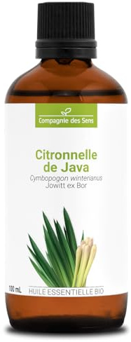 CITRONNELLE DE JAVA BIO - 100mL - Huile Essentielle de Qualité Premium - 100% Pure, Naturelle, Garantie ChromaCert - Chémotypée et Intégrale - La Compagnie des Sens