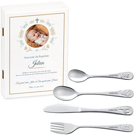 Maverton Set de couverts personnalisé pour garçon - Coutellerie dans coffret imprimé - Couvert Enfant Thème Animal - Cadeaux bébé avec photo personnalisée - Idee Cadeau Bapteme - Photo 8