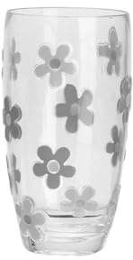 Flamefield Daisy Tumbler Grey Tall: caratteristico set da 2 pezzi, 470 ml, tonalità di grigio, ideale per un tocco di classe (bicchiere margherita grigio alto)