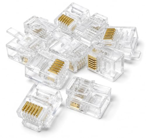 Drut 10 Pezzi. RJ12 (RJ11) 6p6c Crimp Plug estremità ADSL VDSL Cavo telefonico Connettori Spine 6 Pin, 6 Posizioni 6 conduttori