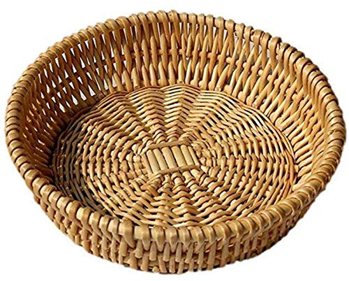 Giilayky Cesto in vimini intrecciato a mano, cesto di vimini per pane, frutta, deposito di verdure, cesto regalo 25 x 8 cm