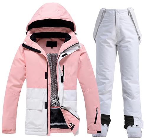 HOTIAN Damen Ski Jacke und Hosen 2 Teilig Set Skianzug Damen Wasserdicht Winddicht Winter Warme SkiSchnee Skifahren Sätze Snowboard Set