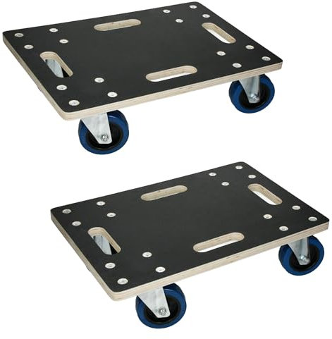 ECD Germany Chariot à roulettes, 35x50 cm, jusqu'à 800 kg, 4 Roues Pivotantes en PP, Plaque de Sérigraphie, Antidérapante, Transport de Meubles, Aide au Transport Déplacement, Chariot Déménagement