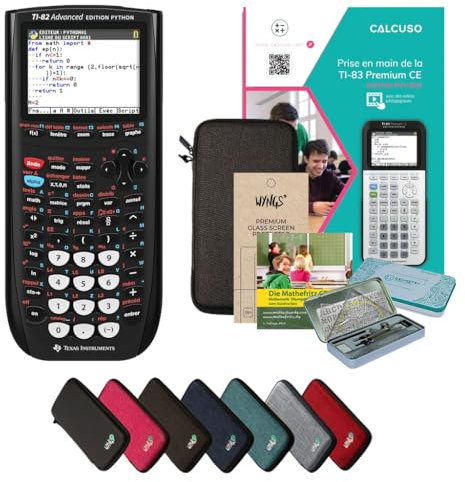 CALCUSO Streberpaket Dunkelgrau mit Grafikrechner TI 82 Advanced Python Edition