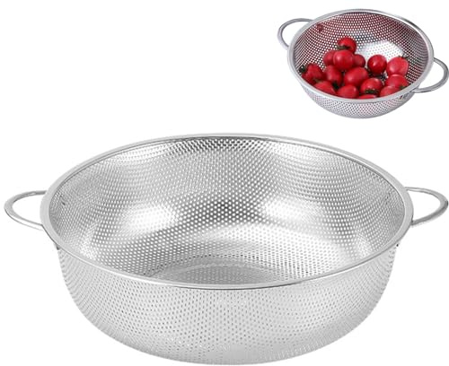 1pcs Colander Stainless Steel Rice Strainer Fine Mesh Stainless Steel Colander with Handle Large Capacity Fruit Vegetable Pasta Strainer for Kitchen,Rice Sieve 6.5x2.8